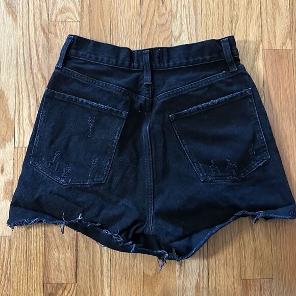 Agolde 26 black jean cut off shorts intentional distressed look great pre owned - Picture 3 of 4